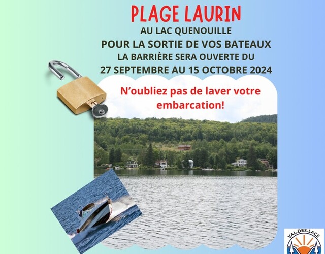 BARRIÈRE OUVERTE - PLAGE LAURIN - LAC QUENOUILLE